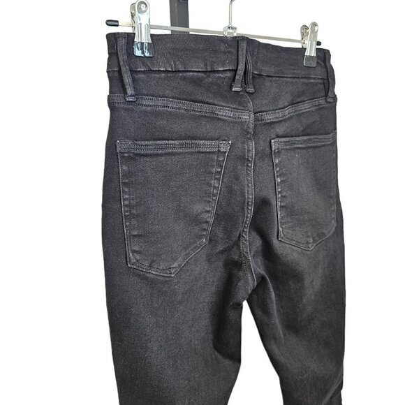 Good American Womens Good Legs Stiletto Black Skinny  Jeans Raw Edge Hem Size 4 - Picture 5 of 9
